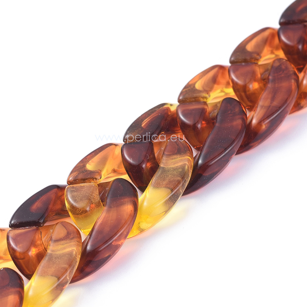 Akrilni lanac ovalni, 23,5x17x5 mm, 1 metar, boja tamnog meda, proziran