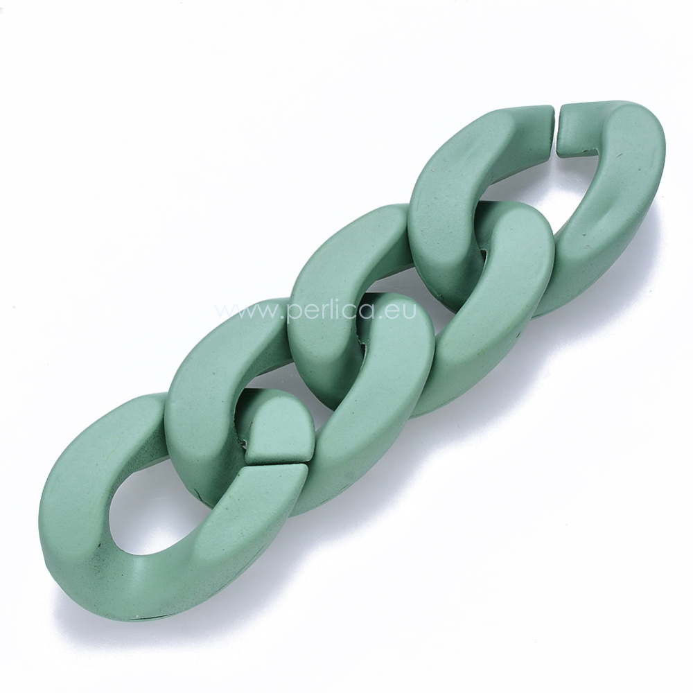 Akrilni lanac uvrnuti 30x21x6mm,70 cm, boja:plavo zelena (teal) opak