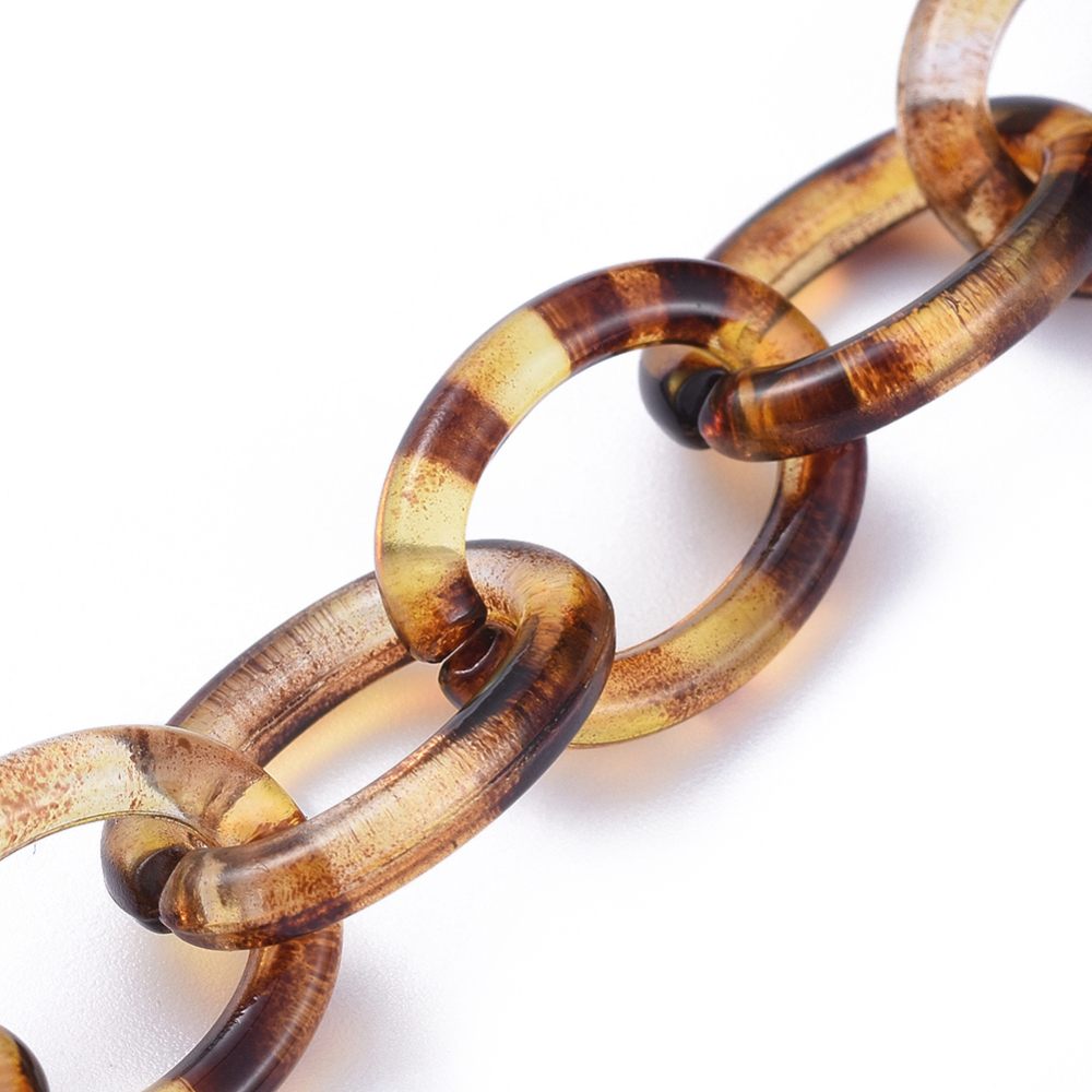 Akrilni lanac ovalni, 17,5x13x3 mm,1 metar, boja:leopard smeđa
