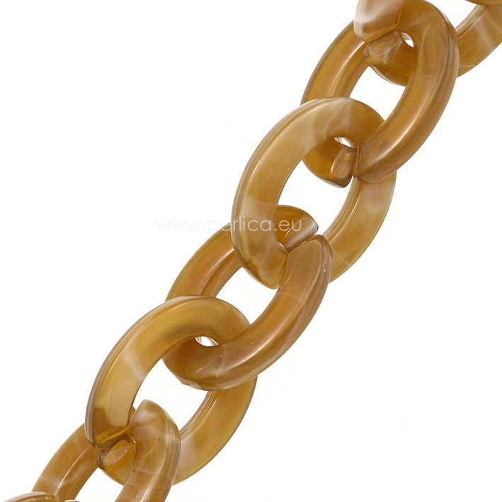 Akrilni lanac ovalni, 24,5x18,5x4 mm, 70cm, boja: smeđa boja drva  s preljevom