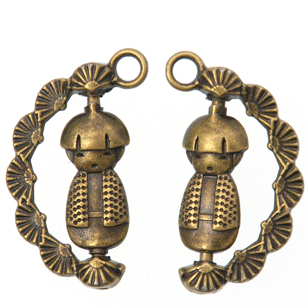 Privjesak Kokeshi 26x17x3 mm, 2 kom, MD6