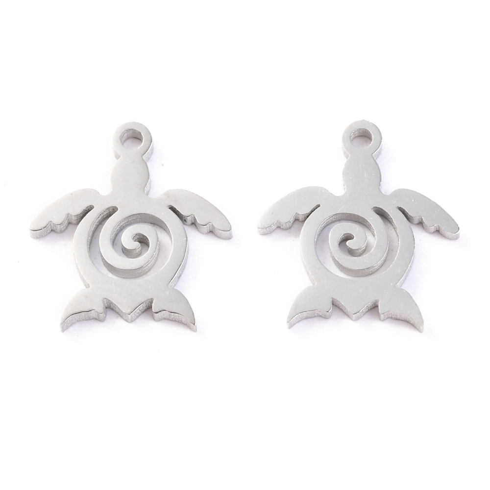 Privjesak "Morska kornjaca, želva" SS304,   vel. 12x11x1 mm 2 kom, boja inox  SS67