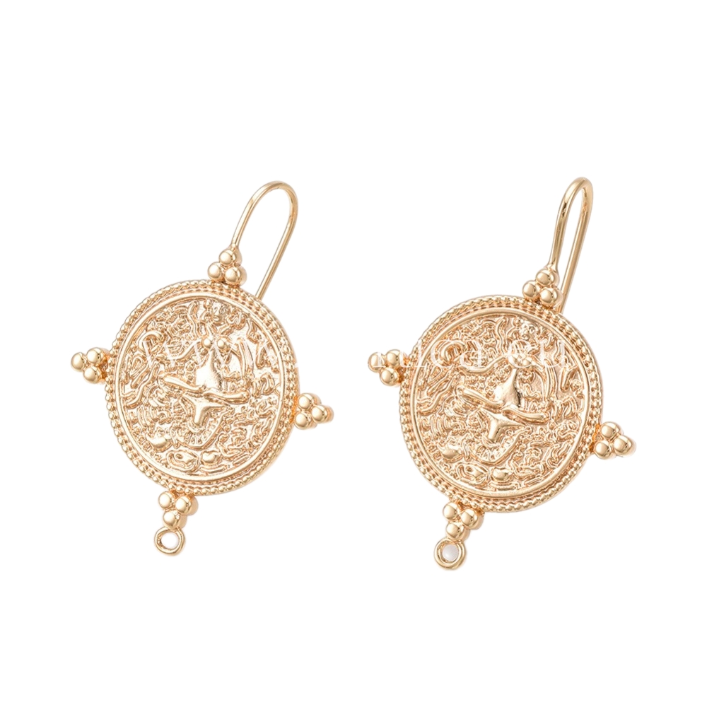 Kopče za naušnicu,par, pozlata 18 k zlatom,33x25 mm, MD42