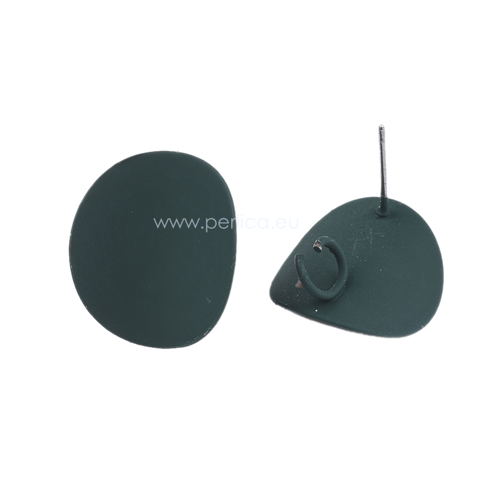 Kopča za naušnice SS304, 20x17 mm-4mm, 2 kom, boja: tamna petrol zelena SS46