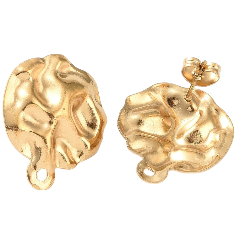 Kopča za naušnice SS304, vel 23,5x19,5 mm, rupa:1,6 mm, iglica 0,9 mm, boja zlatna, ION,2 kom ,SS55