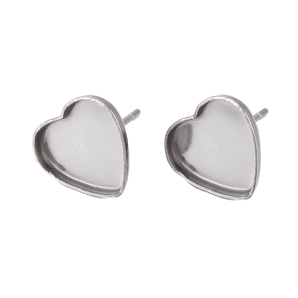 Naušnice s podlogom Srce SS304 , vel 11x12x1,5 mm, unut.vel.11.5x10 mm, iglica 0,8 mm, 4 komada u paketu SS49