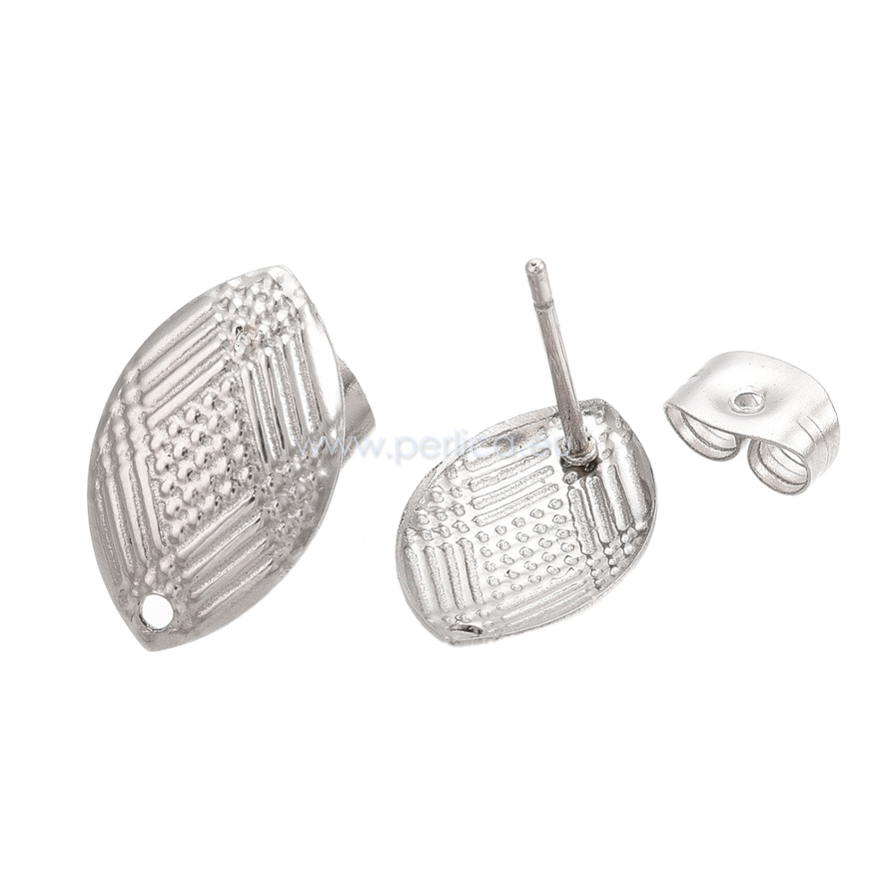 Kopča za naušnice SS304, 14,5x9 mm, rupica 1 mm, iglica 0,7 mm  2 kom, SS44