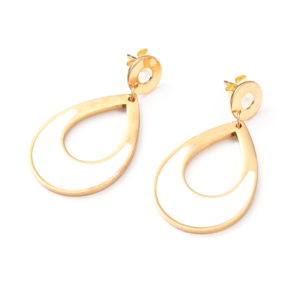 Naušnice Suza SS304 i emajl, vel 45 mm,boja:zlatna,1 par SS65