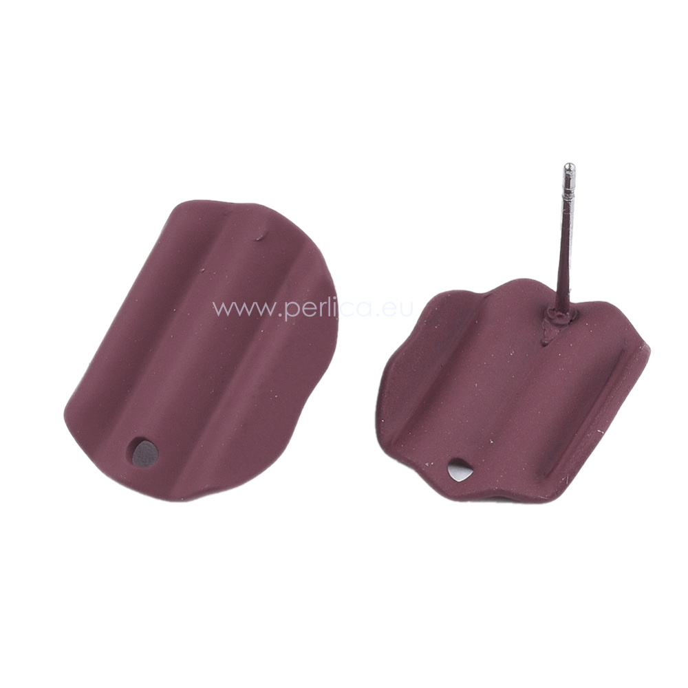 Kopča za naušnice SS304, 17x14mm-4mm, 2 kom, boja:bordo crvena SS42