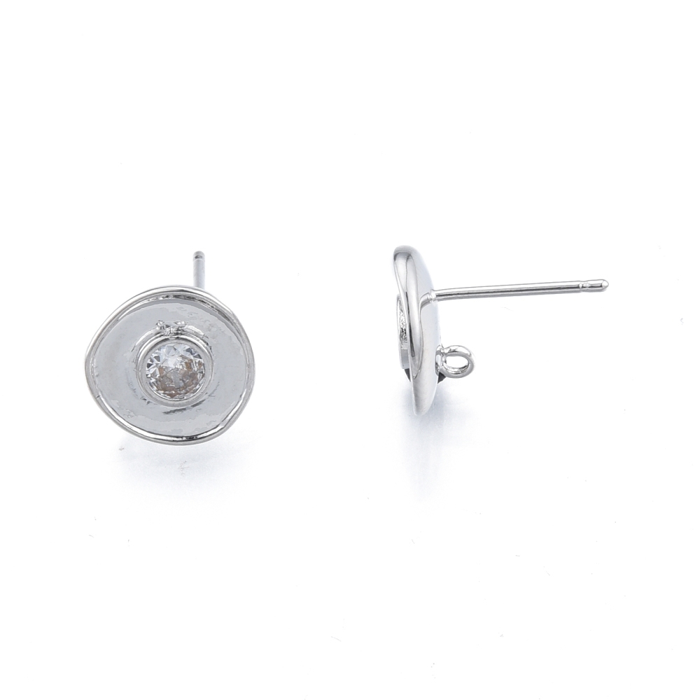 Naušnice pozlata pravom platinom, cubic cirkon,l, 1 par,vel 10,9x11 mm, rupa 1,9 mm, iglica 0,8 mm , MD46