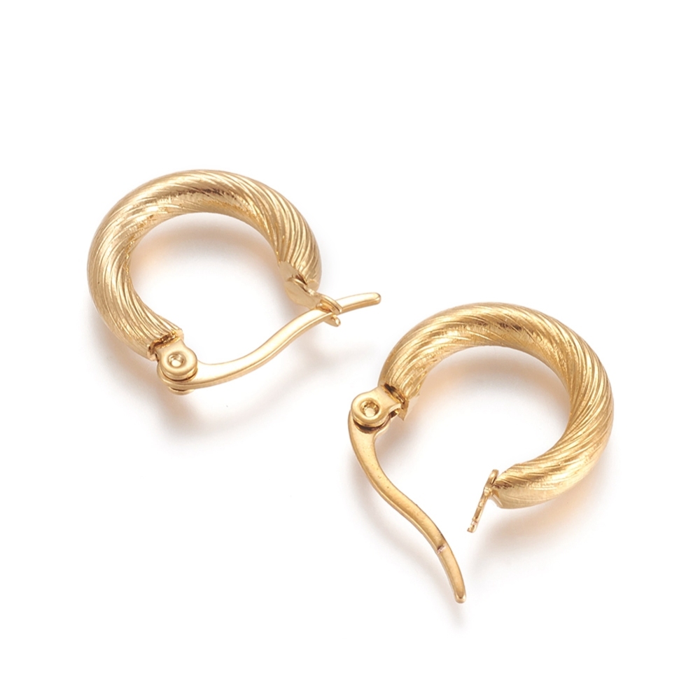 Naušnice 16x3 mm, inox SS304, pozlaćeno, SS52