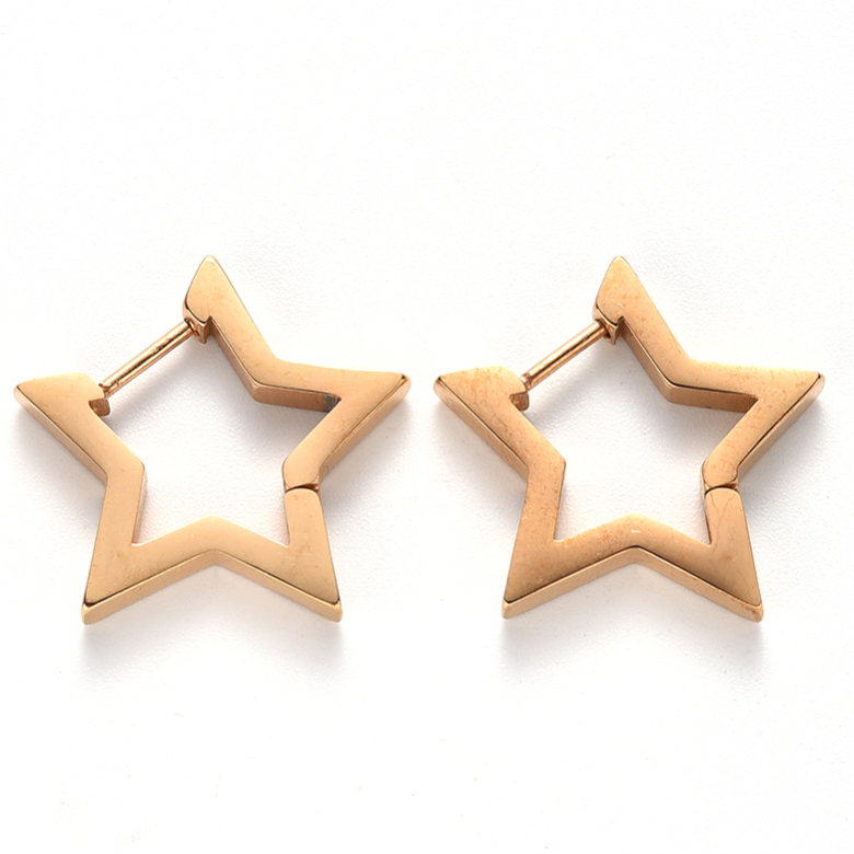 Naušnice Zvijezde 21x21,5x3mm, inox SS304, pozlaćeno, SS52
