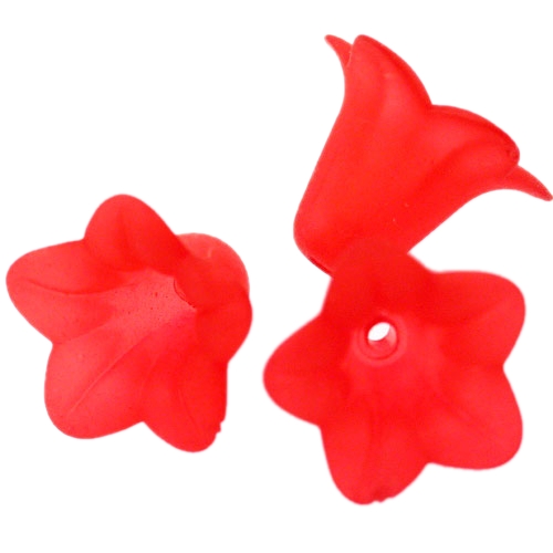 Perlica cvijet 14 mm 10 kom, boja: frosted crvena PL2