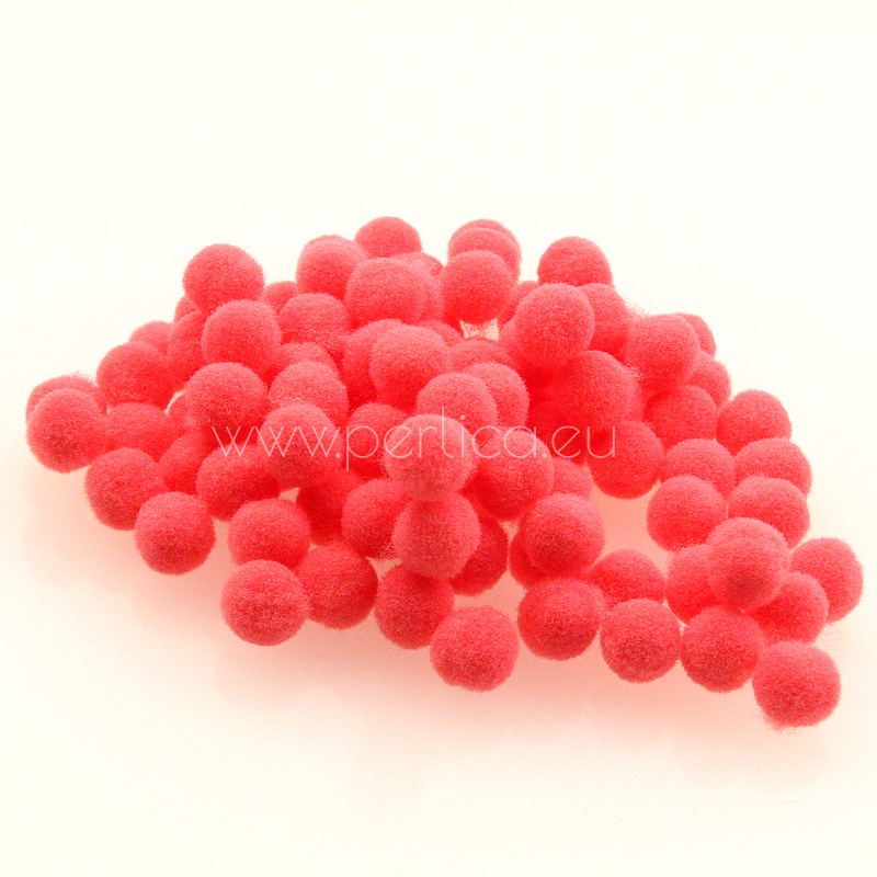 Pompom sintetika 10 mm, 100 kom, coral jewellery