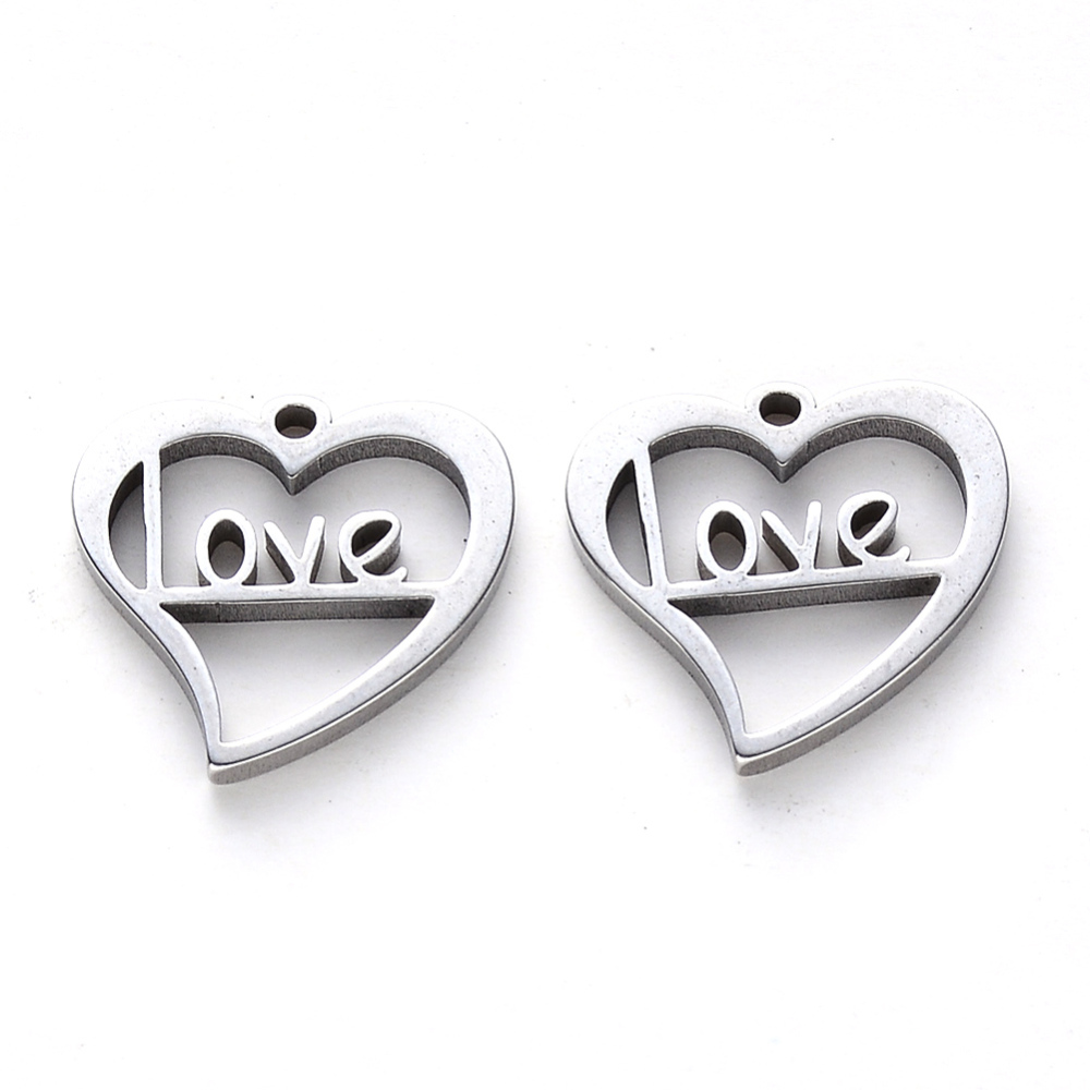 Privjesak Love SS304, 15x15x1 mm, 2 kom, SS21