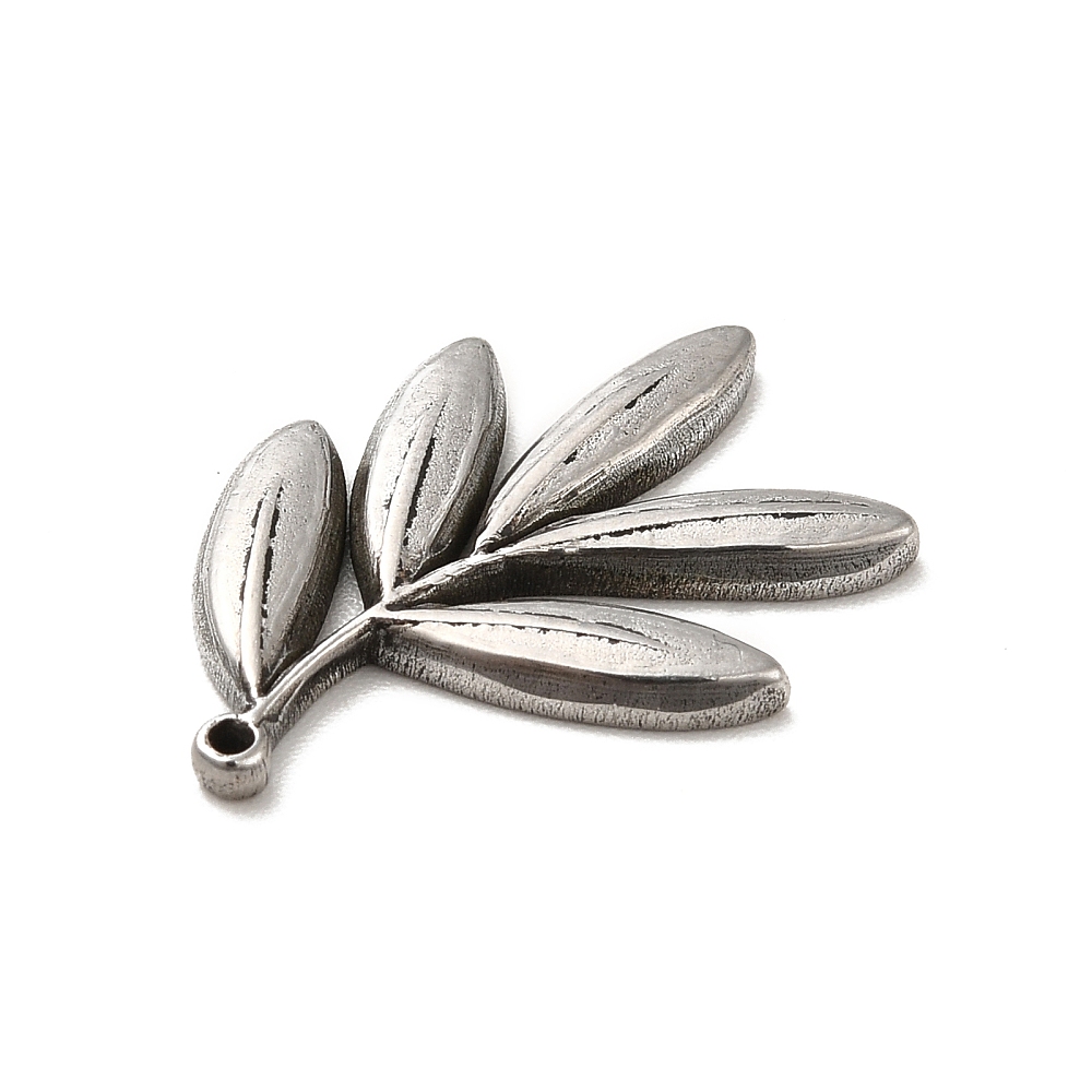 Privjesak List masline SS304,vel 20x15x2 mm, boja:inox, rupa za alku 0,8 mm, 1 kom,SS59