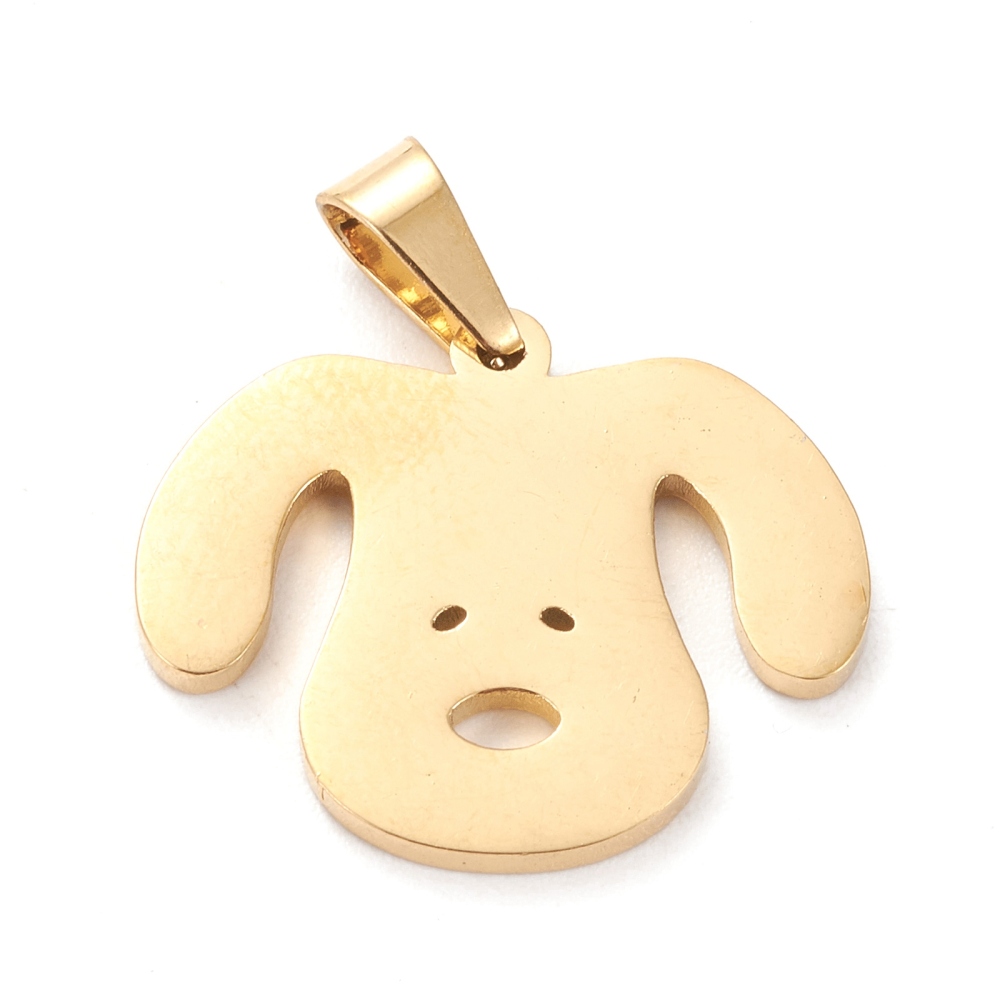 Privjesak Pas SS304  vel.16x20x1,2mm rupa: 3x7mm, 1 kom, boja :zlatna  SS67