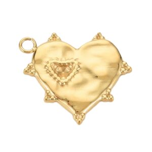 Privjesak "Srce" SS304, IP, pozlata 14 karat. zlato,vel 16,5x18.5x2 mm, 1 kom, SS59