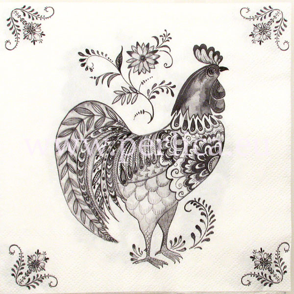 Salveta Decorative Rooster wh-grey, SU23