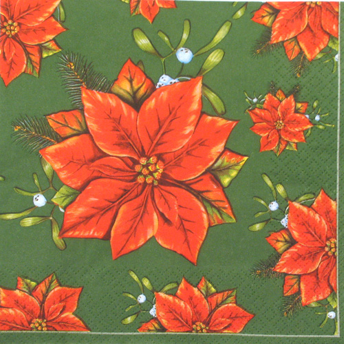 Salveta Christmas flowers, green, BZ2