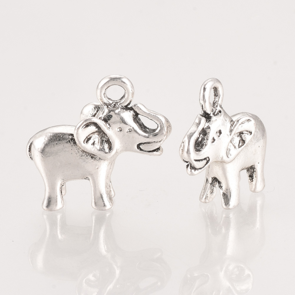 Privjesak slon 15,5x16,5x6,5mm, 2 kom, boja:sjajno srebro, MD15