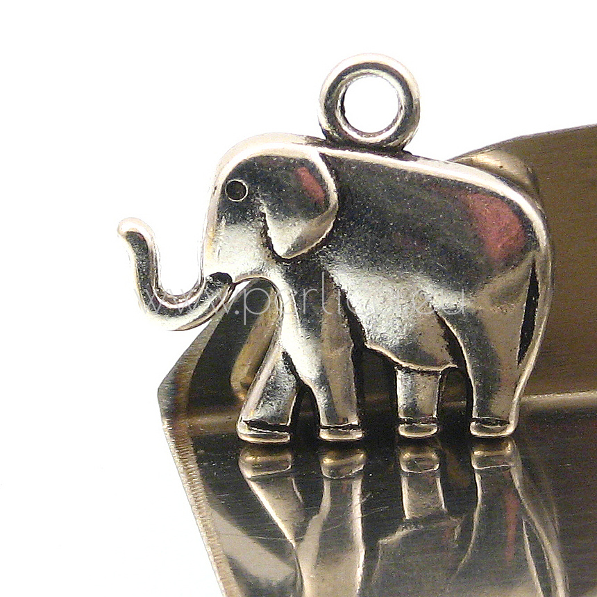 Privjesak slon 3 d vel. 21x18x5 mm, 4 kom, boja: antik srebro  MD15