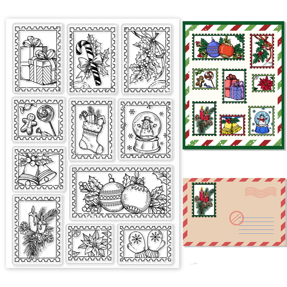 Stambilj silikonski Christmas Stamps vel 11 x 16 cm, 11 motiva