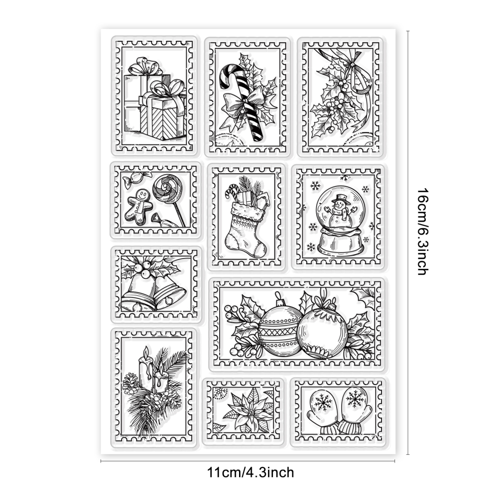 Stambilj silikonski Christmas Stamps vel 11 x 16 cm, 11 motiva