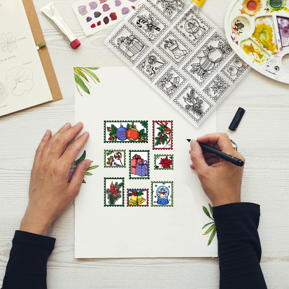 Stambilj silikonski Christmas Stamps vel 11 x 16 cm, 11 motiva