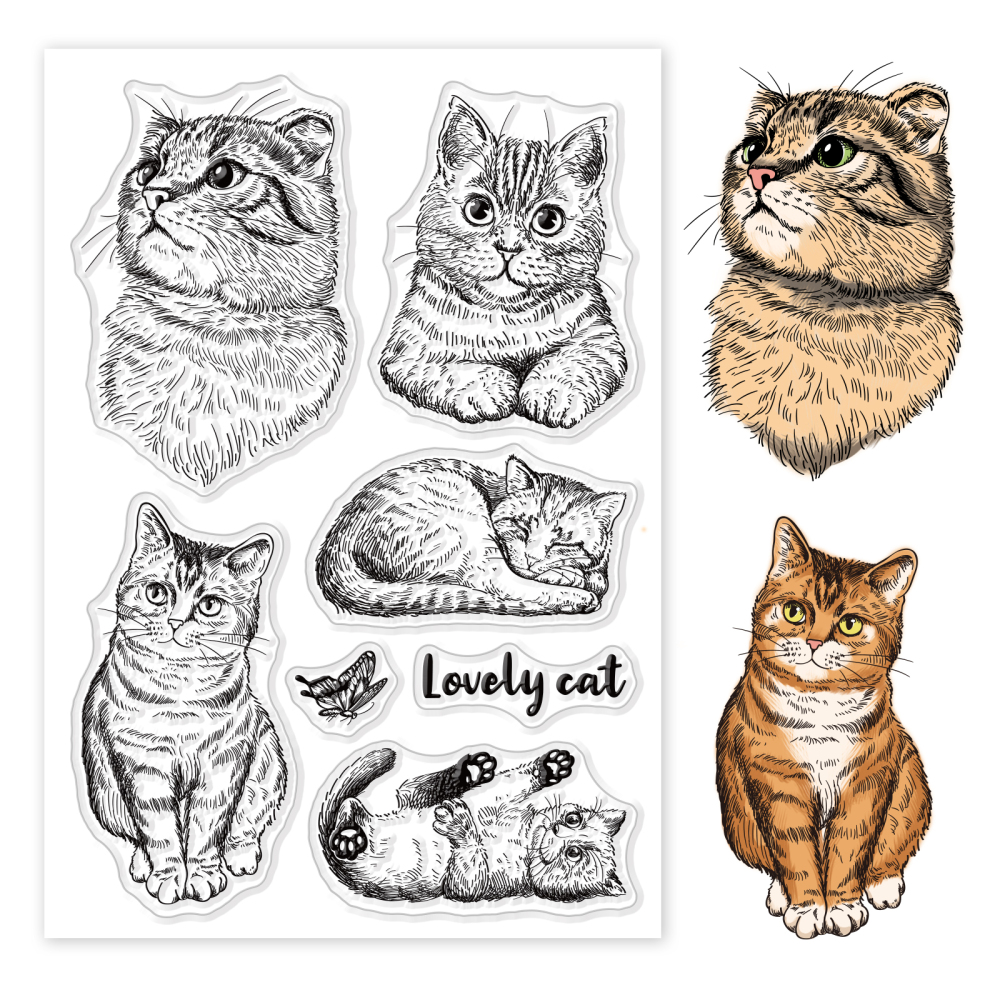 Stambilj silikonski  Mačke vel 11 x 16 cm, 7 motiva