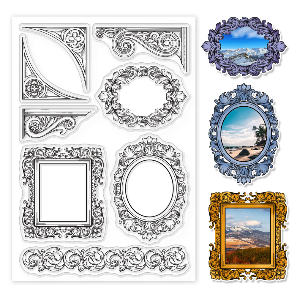 Stambilj silikonski Frames and Borders vel 11 x 16 cm, 8 motiva