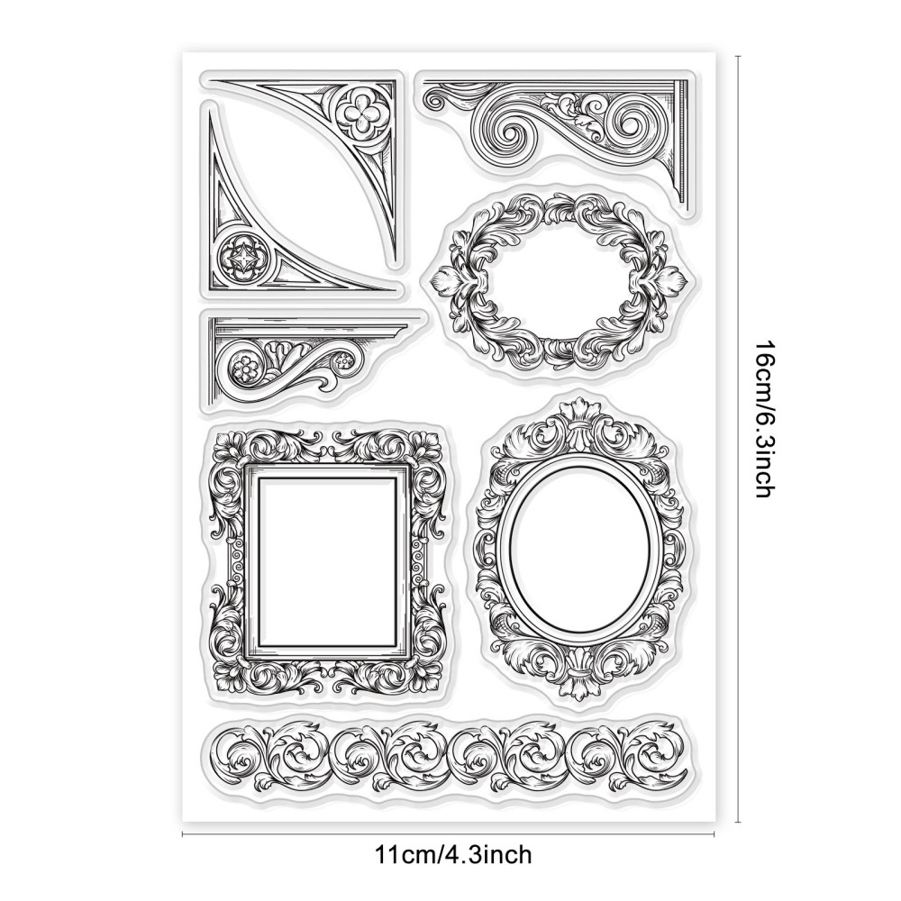 Stambilj silikonski Frames and Borders vel 11 x 16 cm, 8 motiva