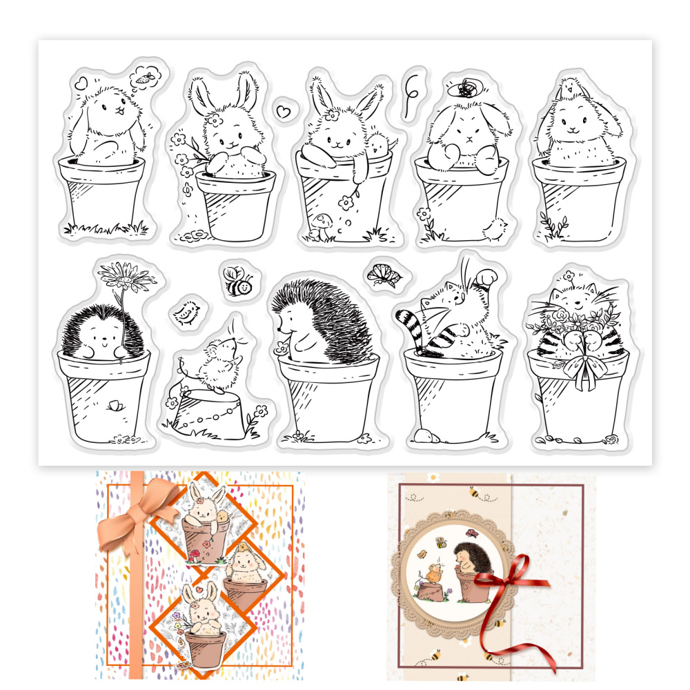 Stambilj silikonski Friends in Pots vel 11 x 16 cm,15 motiva