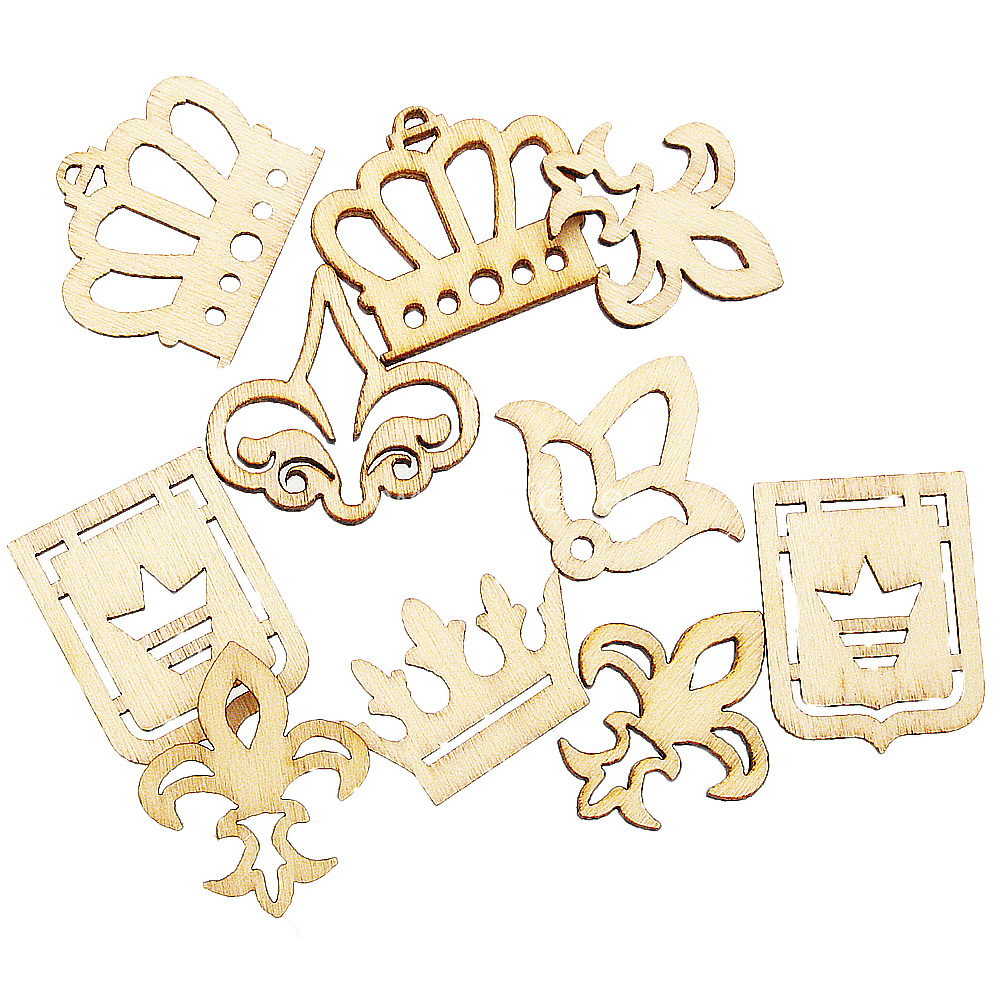 Drveni art. Krune i grbovi, vel.cca 30 mm, 10 kom DRV15