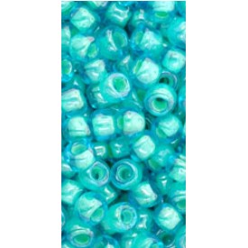 Toho 6/0 Inside-Color Aqua/Lt Jonquil-Lined  10 gr