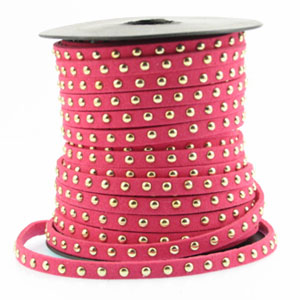Traka velour s zakovicama ,pink, 1 metar
