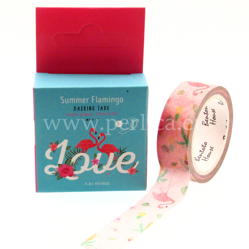 Washi traka "Summer flamingo", 15mmx7 m