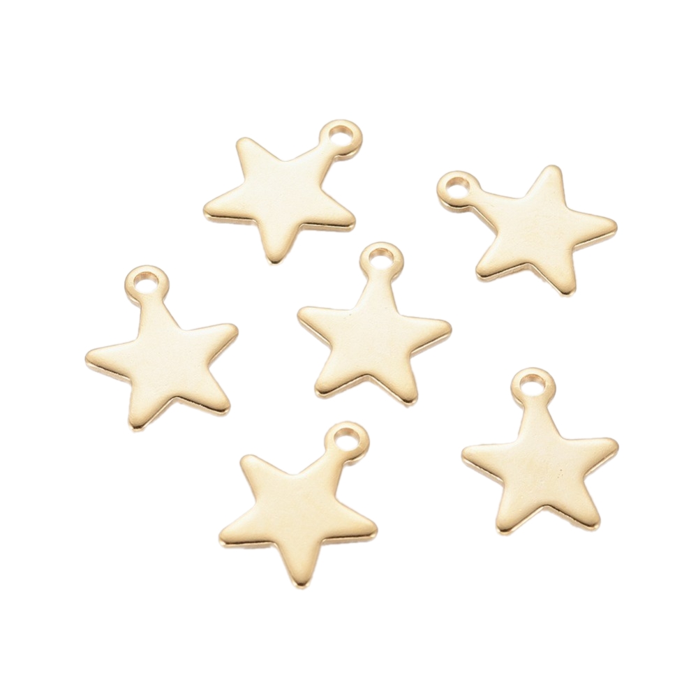 Privjesak Zvijezda SS304, vel.10x8x0,8 mm, rupa 1,4 mm,  boja: zlatna 6 kom, SS5